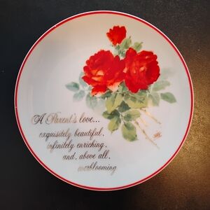 Vintage 1983 Lasting Memories Fine Porcelain Roses Plate "A Parent's Love"